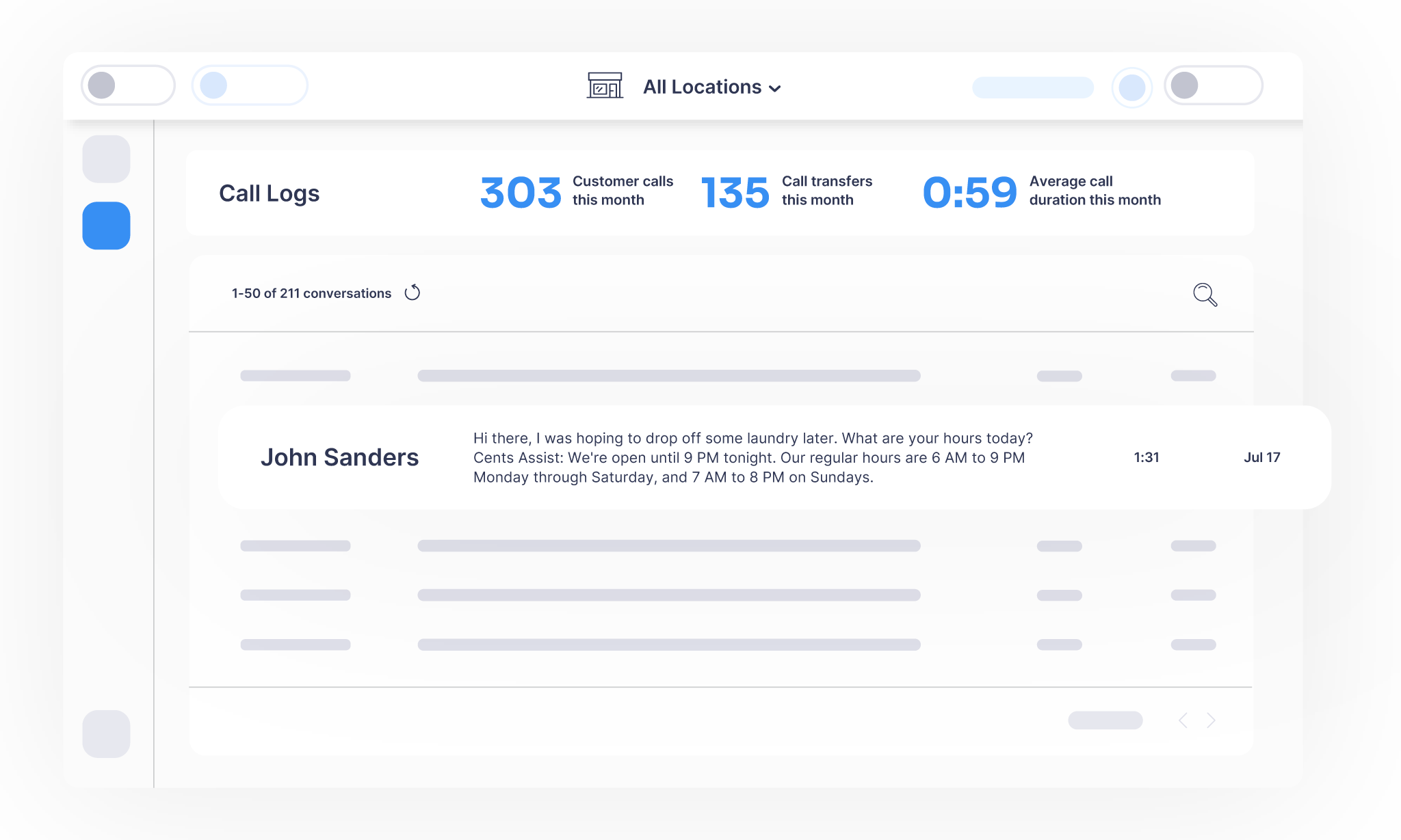 Cents Assist call logs